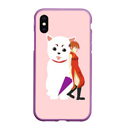 Чехол iPhone XS Max матовый Gintama Гинтама, цвет: 3D-фиолетовый