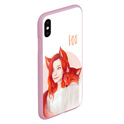 Чехол iPhone XS Max матовый Девушка-лиса, цвет: 3D-розовый — фото 2
