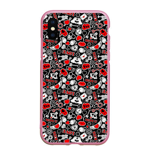 Чехол iPhone XS Max матовый Love / 3D-Розовый – фото 1