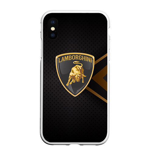 Чехол iPhone XS Max матовый LAMBORGHINI ЛАМБОРДЖИНИ / 3D-Белый – фото 1