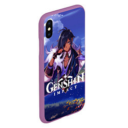 Чехол iPhone XS Max матовый Genshin impact Kaeya, цвет: 3D-фиолетовый — фото 2