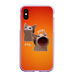 Чехол iPhone XS Max матовый Cat Pop Мем, цвет: 3D-сиреневый