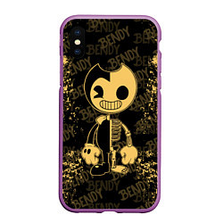 Чехол iPhone XS Max матовый Bendy And The Ink Machine краска, цвет: 3D-фиолетовый