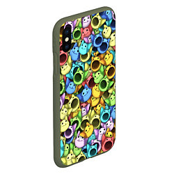 Чехол iPhone XS Max матовый Цветные Поп Котики, цвет: 3D-темно-зеленый — фото 2