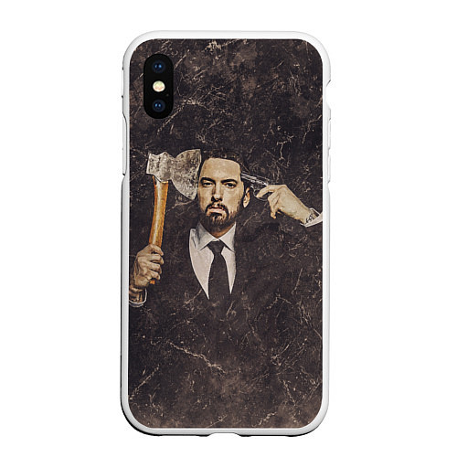 Чехол iPhone XS Max матовый Eminem / 3D-Белый – фото 1