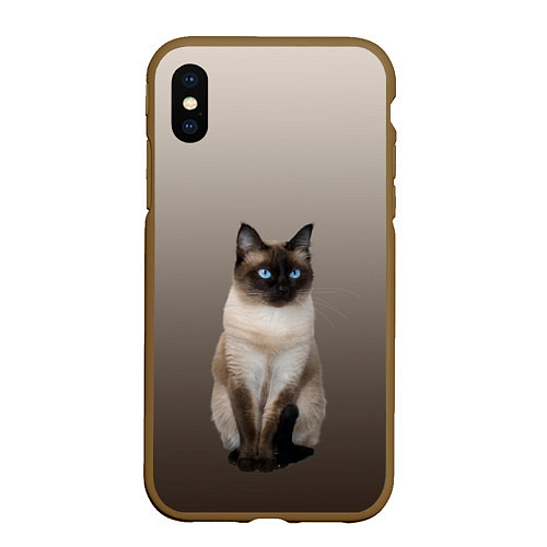 Чехол iPhone XS Max матовый Сиамский кот голубые глаза / 3D-Коричневый – фото 1