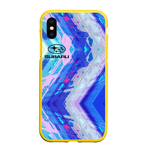 Чехол iPhone XS Max матовый Subaru / 3D-Желтый – фото 1