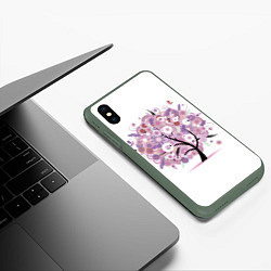 Чехол iPhone XS Max матовый Цветочное Дерево, цвет: 3D-темно-зеленый — фото 2