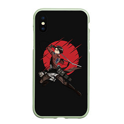 Чехол iPhone XS Max матовый Атака Титанов, цвет: 3D-салатовый