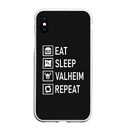 Чехол iPhone XS Max матовый EatSleepValheimRepeat, цвет: 3D-белый