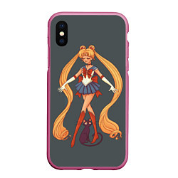 Чехол iPhone XS Max матовый Sailor Moon Сейлор Мун, цвет: 3D-малиновый