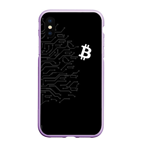 Чехол iPhone XS Max матовый БИТКОИН BITCOIN / 3D-Сиреневый – фото 1