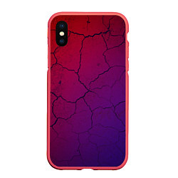 Чехол iPhone XS Max матовый Трещины, цвет: 3D-красный