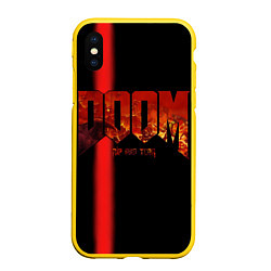 Чехол iPhone XS Max матовый Doom Rip and Tear, цвет: 3D-желтый
