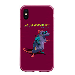 Чехол iPhone XS Max матовый CyberRat 2077КиберКрыс 2077, цвет: 3D-малиновый