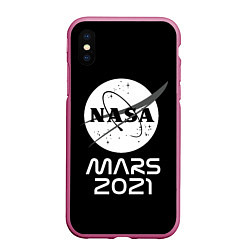 Чехол iPhone XS Max матовый NASA Perseverance, цвет: 3D-малиновый