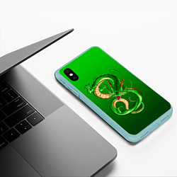 Чехол iPhone XS Max матовый Земляной анимешный дракон, цвет: 3D-мятный — фото 2