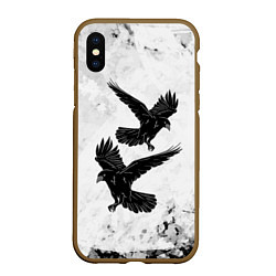 Чехол iPhone XS Max матовый Gothic crows, цвет: 3D-коричневый