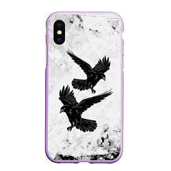 Чехол iPhone XS Max матовый Gothic crows, цвет: 3D-сиреневый