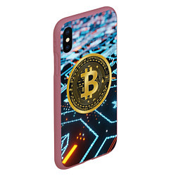 Чехол iPhone XS Max матовый БИТКОИН BITCOIN, цвет: 3D-малиновый — фото 2