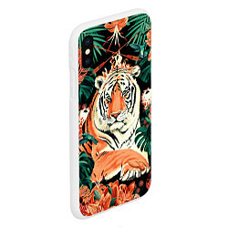 Чехол iPhone XS Max матовый Огненный Тигр в Цветах, цвет: 3D-белый — фото 2