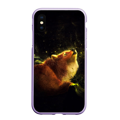 Чехол iPhone XS Max матовый Лисица / 3D-Светло-сиреневый – фото 1