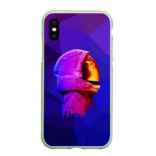 Чехол iPhone XS Max матовый Полигональный космонавт / 3D-Салатовый – фото 1