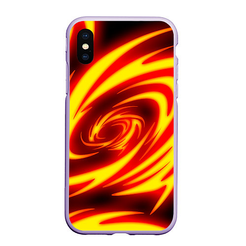 Чехол iPhone XS Max матовый ОГНЕННЫЕ ВОЛНЫ FIRE STRIPES / 3D-Светло-сиреневый – фото 1