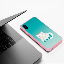 Чехол iPhone XS Max матовый Котик на подстилке, цвет: 3D-баблгам — фото 2