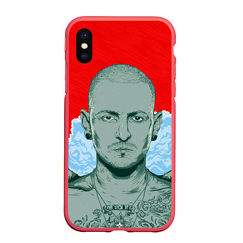 Чехол iPhone XS Max матовый LINKIN PARK / 3D-Красный – фото 1