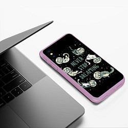 Чехол iPhone XS Max матовый Коты в Космосе Мечтай, цвет: 3D-сиреневый — фото 2