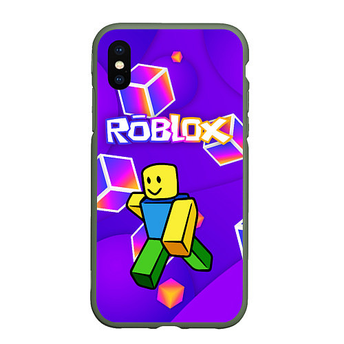 Чехол iPhone XS Max матовый ROBLOX КУБЫ / 3D-Темно-зеленый – фото 1