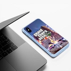 Чехол iPhone XS Max матовый ЭКШЕН Grand Theft Auto V, цвет: 3D-голубой — фото 2