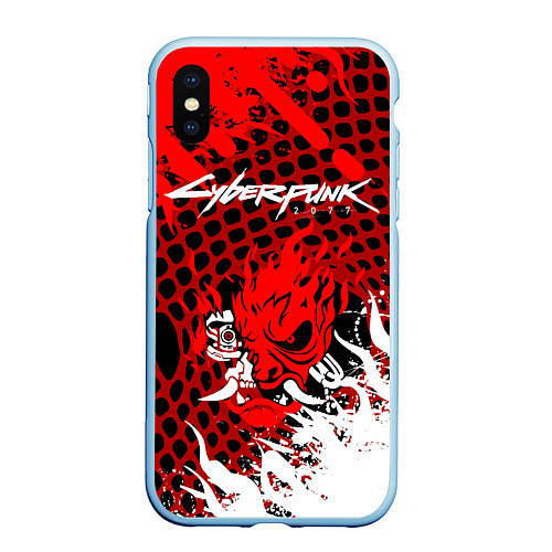 Чехол iPhone XS Max матовый Cyberpunk 2077 / 3D-Голубой – фото 1