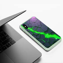 Чехол iPhone XS Max матовый ЗЕЛЕНЫЙ РАЗЛОМ 3Д РАЗЛОМ, цвет: 3D-салатовый — фото 2