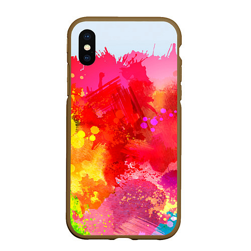 Чехол iPhone XS Max матовый Брызги краски / 3D-Коричневый – фото 1