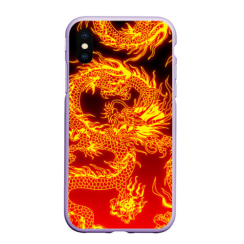 Чехол iPhone XS Max матовый ДРАКОН / 3D-Светло-сиреневый – фото 1