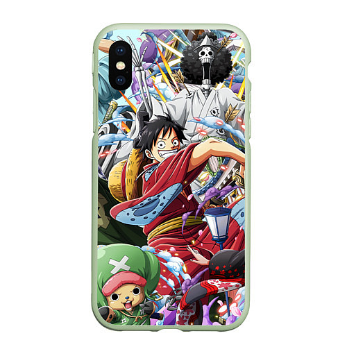 Чехол iPhone XS Max матовый ONE PIECE ВАН ПИС / 3D-Салатовый – фото 1