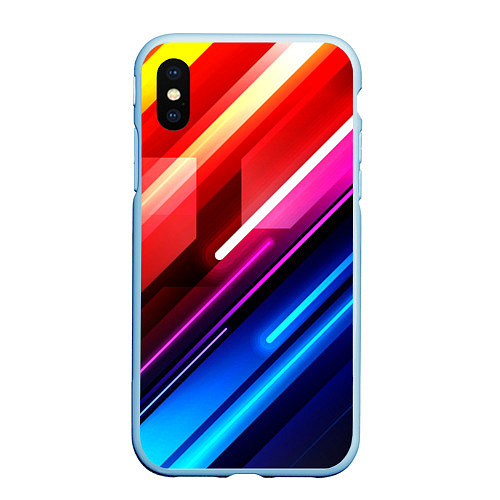 Чехол iPhone XS Max матовый НЕОН / 3D-Голубой – фото 1