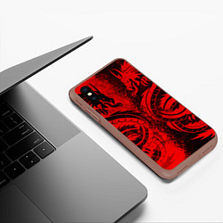 Чехол iPhone XS Max матовый BLACK RED DRAGONS TATOO, цвет: 3D-коричневый — фото 2