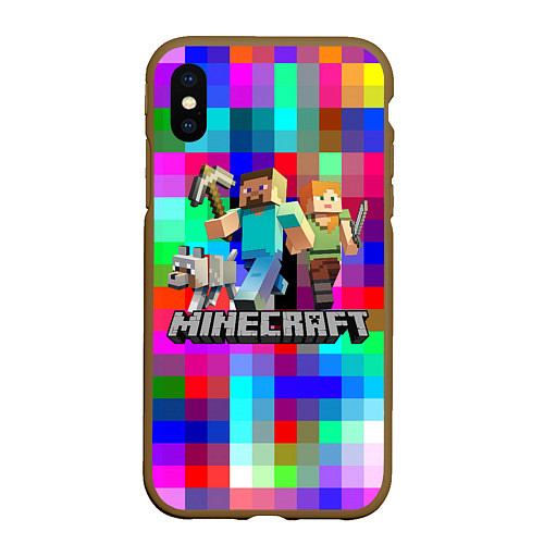 Чехол iPhone XS Max матовый MINECRAFT МАЙНКРАФТ / 3D-Коричневый – фото 1