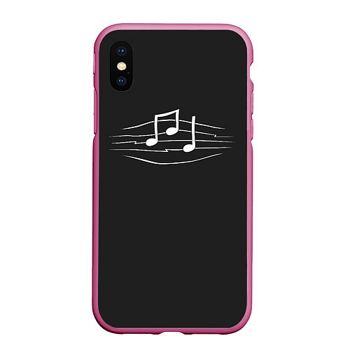 Чехол iPhone XS Max матовый Музыкальные ноты / 3D-Малиновый – фото 1