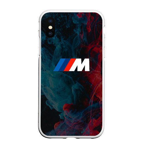 Чехол iPhone XS Max матовый BMW M Power БМВ М / 3D-Белый – фото 1