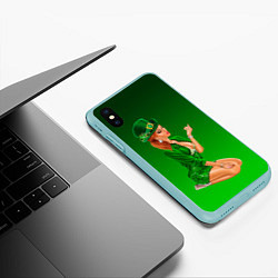 Чехол iPhone XS Max матовый Девушка лепрекон в зеленом, цвет: 3D-мятный — фото 2