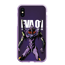 Чехол iPhone XS Max матовый EVA-01, цвет: 3D-сиреневый