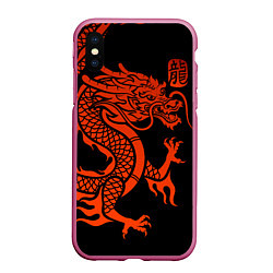 Чехол iPhone XS Max матовый RED CHINA DRAGON