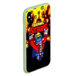 Чехол iPhone XS Max матовый Brawl StarsStu, цвет: 3D-салатовый — фото 2