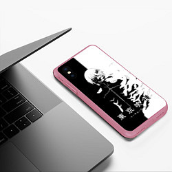 Чехол iPhone XS Max матовый Токийский гуль черно белый Кен, цвет: 3D-малиновый — фото 2