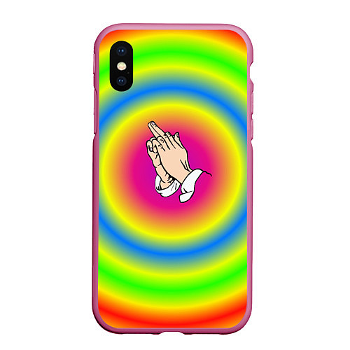 Чехол iPhone XS Max матовый Bright print / 3D-Малиновый – фото 1