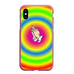 Чехол iPhone XS Max матовый Bright print, цвет: 3D-малиновый